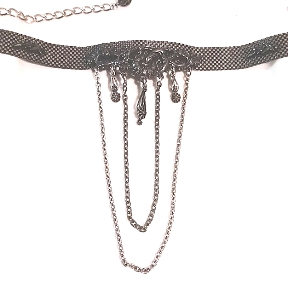 Gorgeous Vintage Mesh Ornate 💜 Choker Necklace ⚜️ - Picture 2 of 10